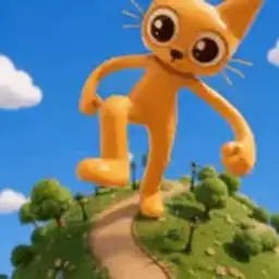 Animated: Cets dancing on top of a tiny green planet