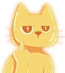 Cets deadpan, holding up a middle finger
